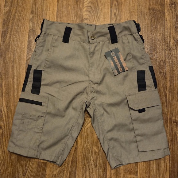 Tactical Shorts Men Small Beige Deep‎ Pockets Ripstop Police Cargo New - Picture 1 of 7